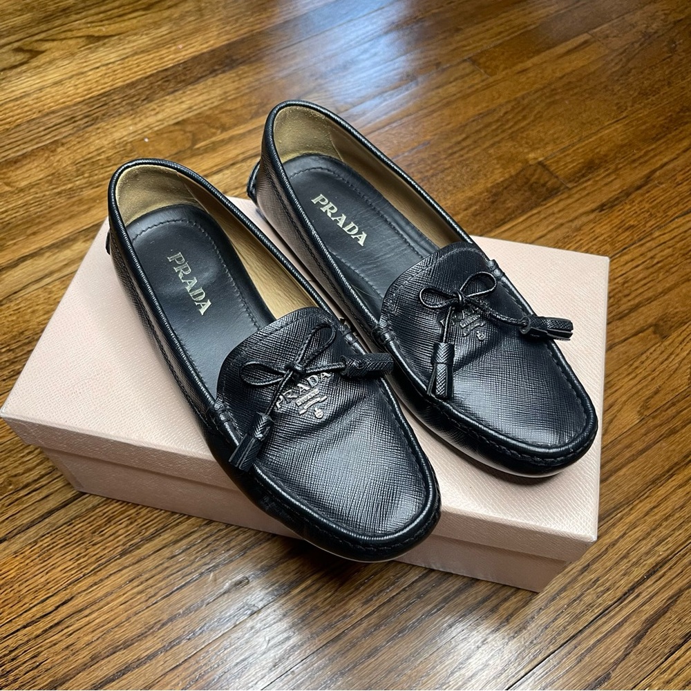 Prada Women's Saffiano Leather Driver Loafers